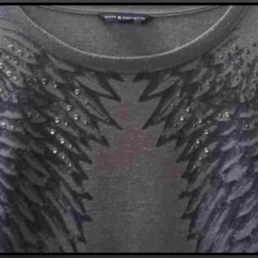 Rock & Republic Angel Wing Long Sleeved Sweatshirt Top Rhinestone Bling Size XS - Picture 4 of 10